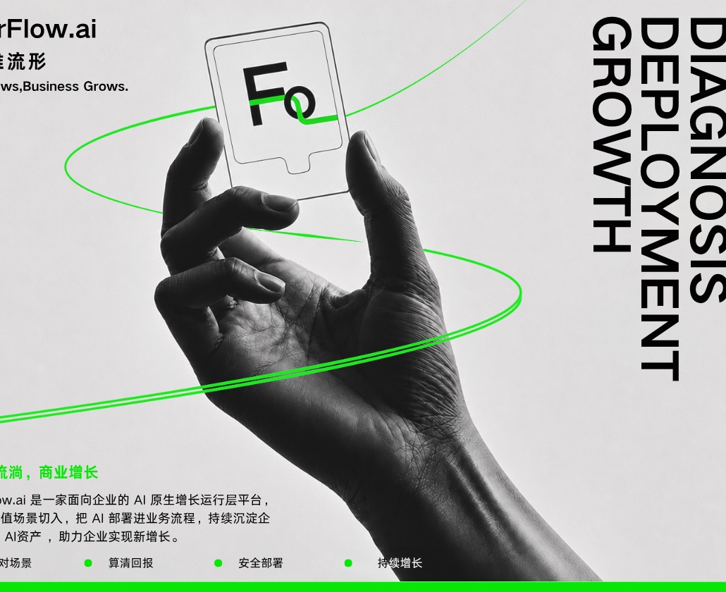 手持透明 ForFlow 标识卡片的品牌视觉